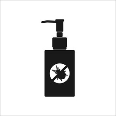 Bug Mosquito stop spray sign silhouette icon on background