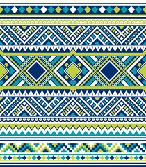 Seamless Ethnic pattern textures. Lime & Navy colors. Navajo geometric print. Rustic decorative ornament. Abstract geometric pattern. Native American pattern. Ornament for the design of clothing