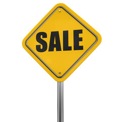 Sale road sign. Image with clipping path