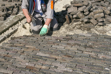 Bricklayer at work