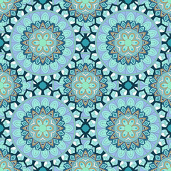 Ornate floral seamless texture, endless pattern with flowers looks like retro snowflakes or snowfall.