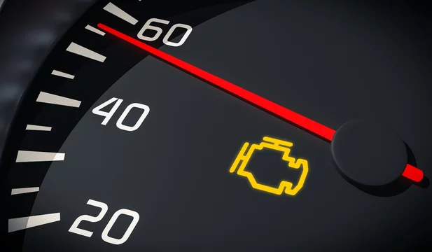 Engine malfunction warning light control in car dashboard. 3D rendered illustration. Stock Photo | Adobe Stock
