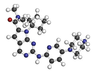 Ribociclib cancer drug molecule (CDK4/6 inhibitor). 