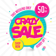 Fototapeta premium Crazy Sale Poster, Banner or Flyer design.