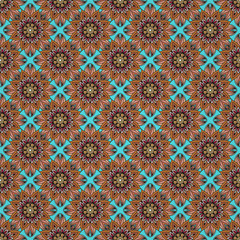 Ornate floral seamless texture, endless pattern with vintage mandala elements.