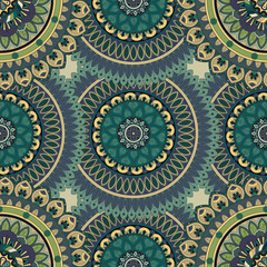 Ornate floral seamless texture, endless pattern with vintage mandala elements.
