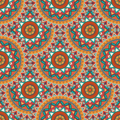 Ornate floral seamless texture, endless pattern with vintage mandala elements.