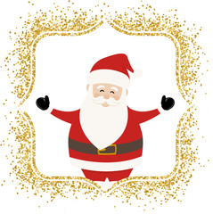 Lovely Santa Claus in Golden Sparkle Frame