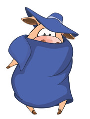  Illustration of Cute Pig in Superhero Costume Cartoon Character