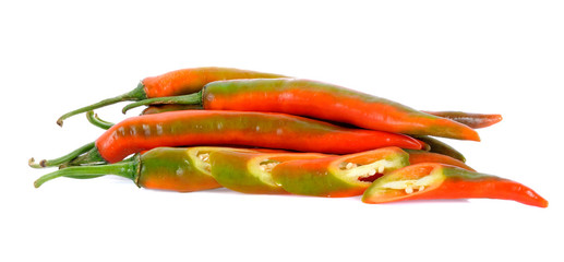 hot chili peppers isolated on a white background.