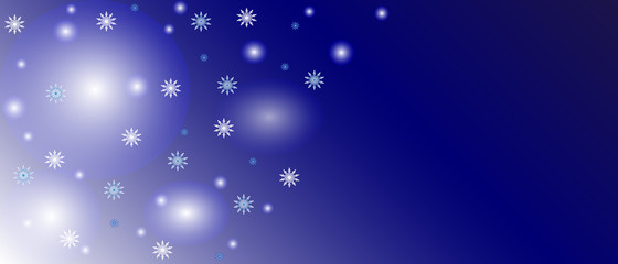 Winter background, snowflakes fly and sparkle in the night sky. For banners and websites,labels, postcards, Wallpaper, and so on.Vector illustration.