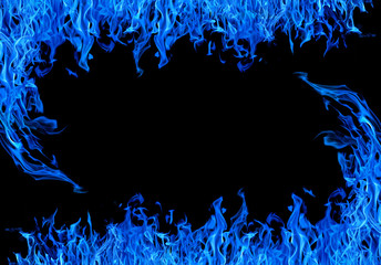 blue flame frame isolated on black