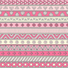 Tribal multicolor seamless pattern, indian or african ethnic patchwork style