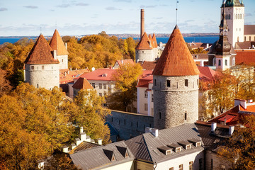 Estonia. Tallinn. Autumn View of the Toompea from the observatio - 121803141