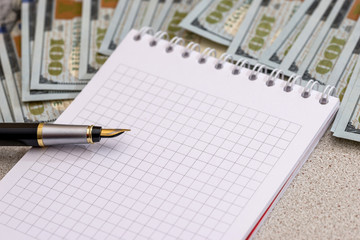 Naklejka premium sheet, dollar and pen