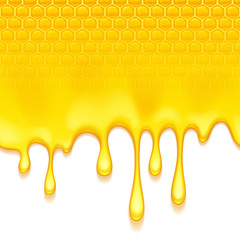 Yellow pattern with honeycomb and honey drips.
