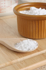 Baking Soda or Sodium bicarbonate used in baking as a  leavening agent and a multitude of purposes...