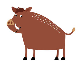 Big wild boar with white fangs