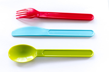 plastic colorful cutlery - spoon, fork and knife - for kids over