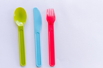 plastic colorful cutlery - spoon, fork and knife - for kids over