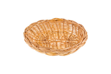 Empty wicker basket isolated on white