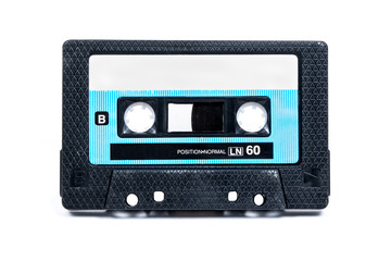 Audio compact cassete isolated on white background.