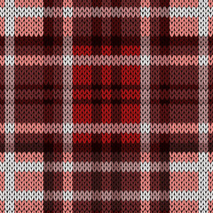 Seamless knitted pattern in red and brown hues