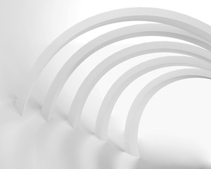 Obraz premium 3d illustration. White abstract architectural background, render. The composition of repeating circular curved lines, arcs in perspective.