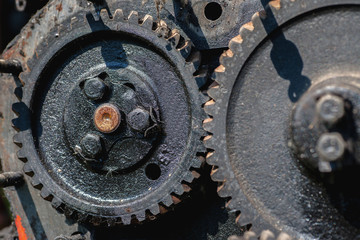 Closeup shot of big cogwheels