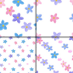 Seamless forget-me-not pattern set