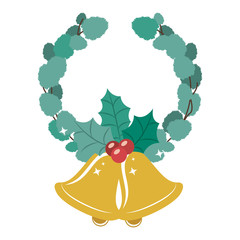 Bell and crown icon. Merry Christmas season and decoration theme. Isolated design. Vector illustration