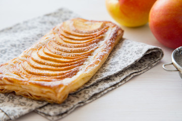 Homemade organic ruddy pies with apples puff pastry, ready to ea © Ivanna Pavliuk