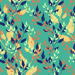 Seamless vector natural ecology colorful pattern with color leaves.