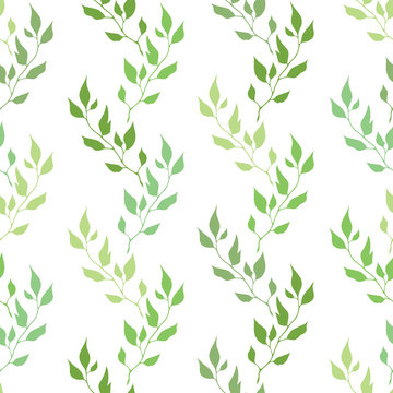 Seamless Green Spring Pattern With Olive Leaves