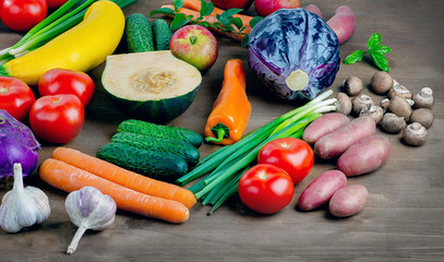 Fototapeta na wymiar Raw Vegetables and fruits.