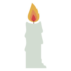 White Candle icon. Fire flame light decoration theme. Isolated design. Vector illustration