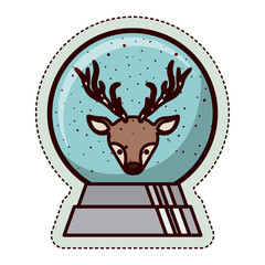 Reindeer and sphere icon. Merry Christmas season and decoration theme. Isolated design. Vector illustration