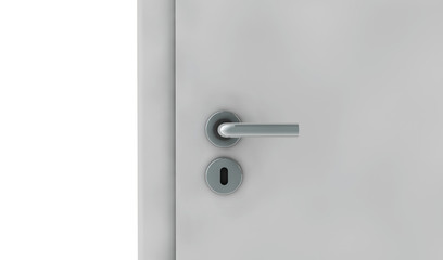 white door on white background 3D render