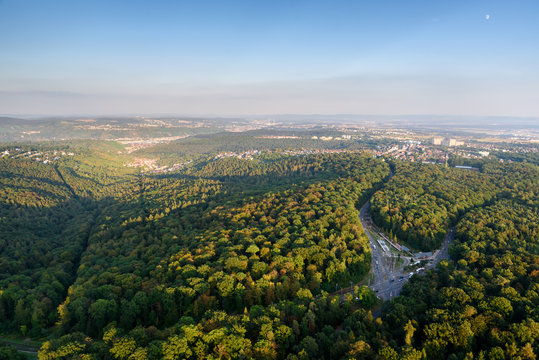 View to the Neckar Valley  at Frauenkopf, Hedelfingen and Obertuerkheim