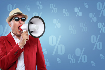 Mann mi Megafon / Angebote / Sale