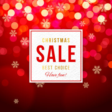 Chrismas Sale Banner On Bokeh Background