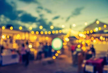 Poster Im Rahmen blur image of night festival on street blurred background with b © coffmancmu