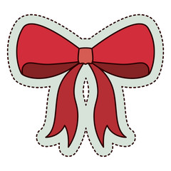 Red bowtie ribbon icon. decoration present and gift theme. Isolated design. Vector illustration