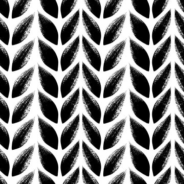 Knitted, Tress Or Wheat Ears Seamless Pattern.