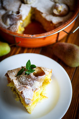 Sweet cake with pears