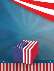 	 Cardboard box with american flag print