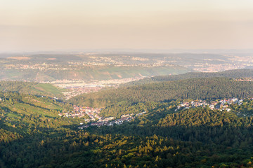 Obraz premium View to the Neckar Valley at Frauenkopf, Hedelfingen and Obertuerkheim