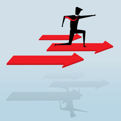 Businessman on red success arrow, Business Concept, vector