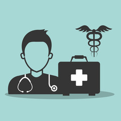 avatar medical man doctor with stethoscope and medicine icon set. vector illustration