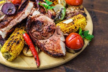 grilled meat with vegetables